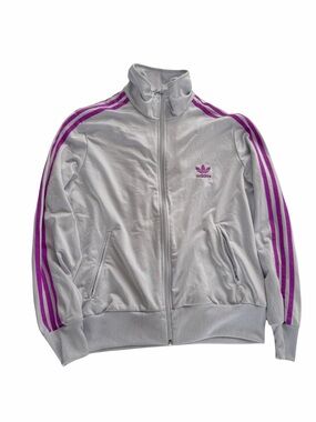 Adidas Originals 2011 Women's Firebird Grey Track Jacket with Purple Stripes